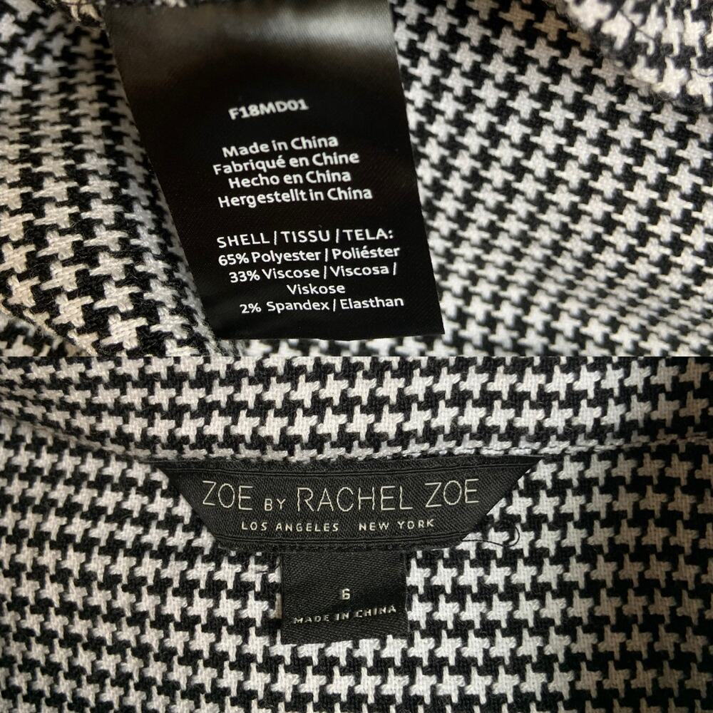 Rachel Zoe Black & White Shepherds check Flutter Sleeve Aline Dress Women's 6 - Picture 12 of 12